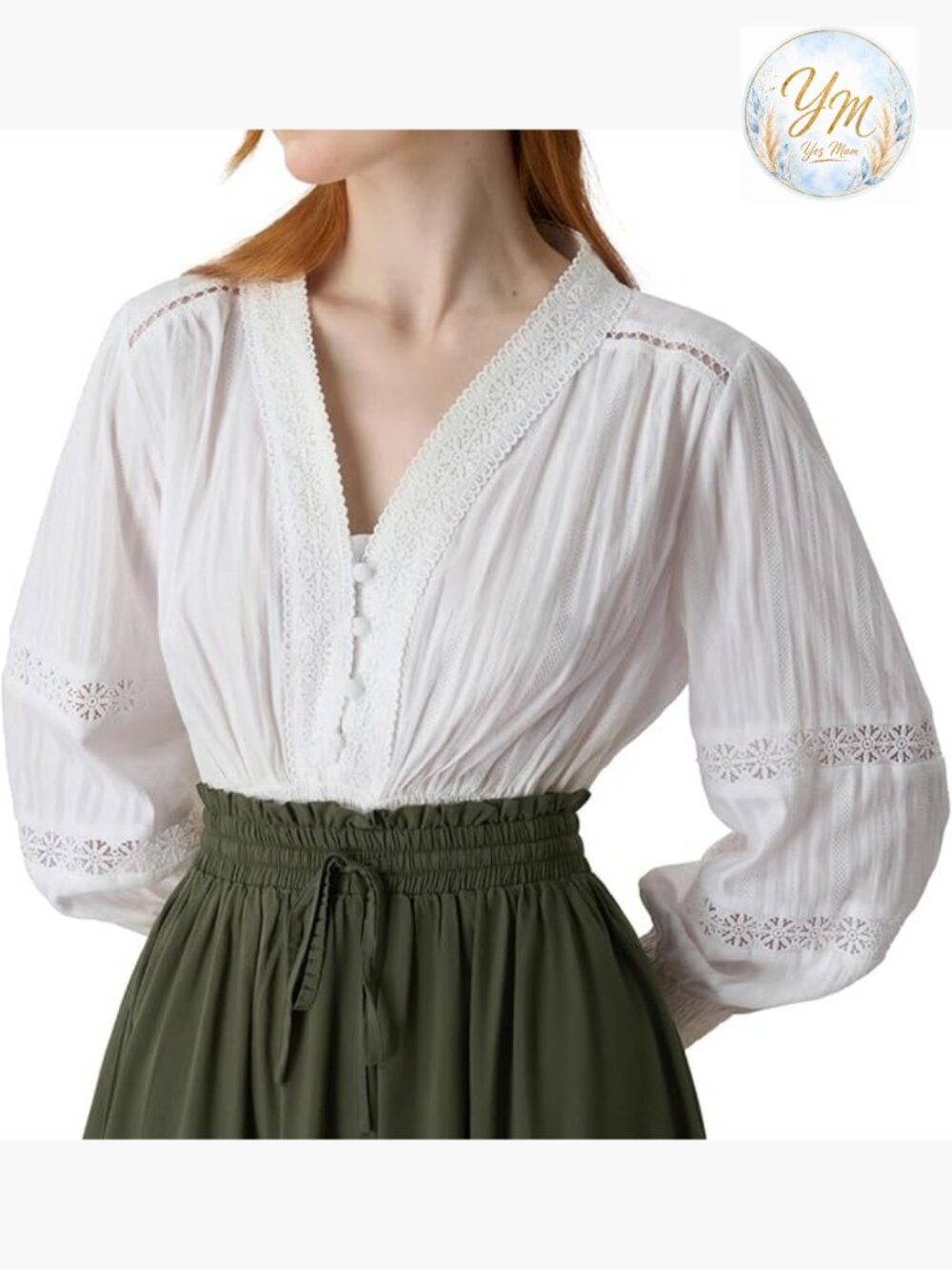 Women Renaissance Shirt Peasant Blouse V Neck Pirate Sleeve Dressy Top Ren